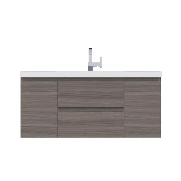 Alya Bath Paterno 48 in. W x 19 in. D Wall Mount Bath Vanity in Gray with Acrylic Vanity Top in White with White Basin