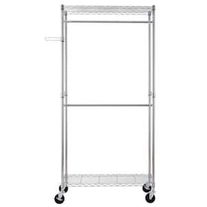 Silver Steel Clothes Rack 17.72 in. W x 70.87 in. H