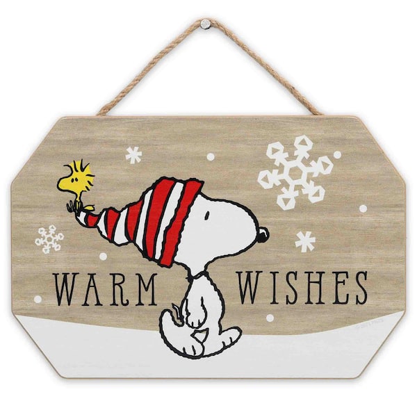 Peanuts 6 in. Tan Snoopy and Woodstock Warm Wishes Winter Hanging ...