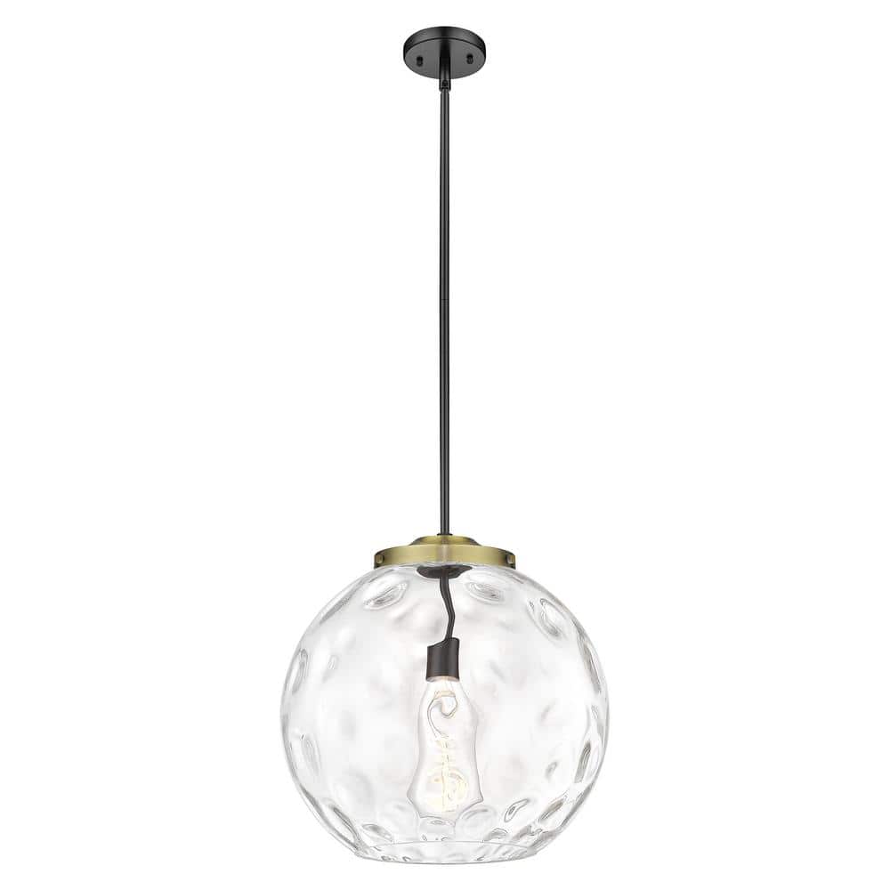 Athens Water Glass 17" Globe Pendant in Black Antique Brass