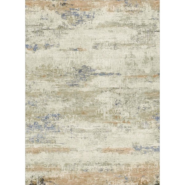 Sea Brown 8 ft. x 10 ft. Modern Abstract Washable Area Rug