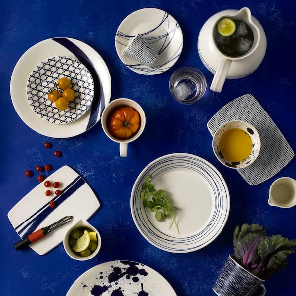 Set of Six Beautiful Blue & White Japanese Side Dish Plates 6 