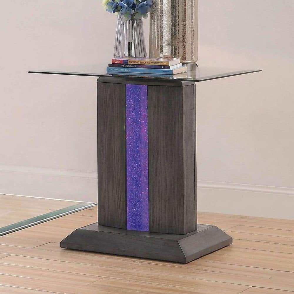 Hadley 23 in. Gray Square Glass End Table price history on PriceWatchPro