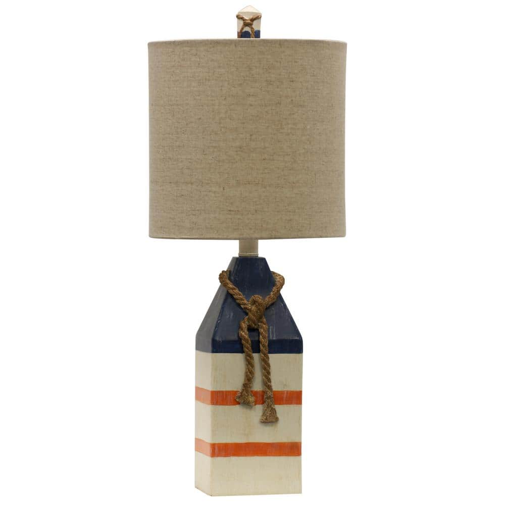 StyleCraft 25.3 in. Blue And Orange Stripe Table Lamp with