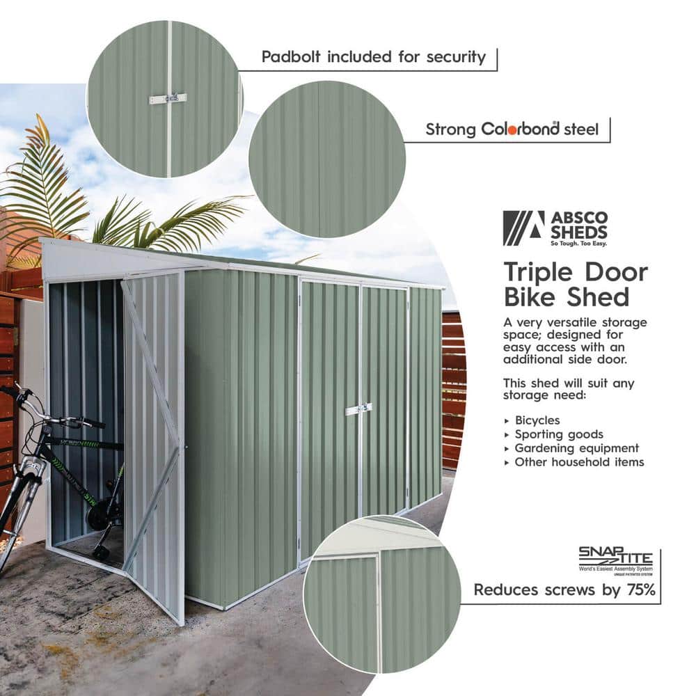Durango 10' x 5' Pale Eucalypt Galvanized Steel Bike Shed