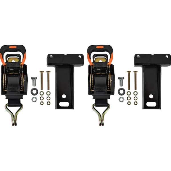 Spring Retracting Tie Downs for Round Tube Ladder Racks - Pair of 2 Mounts