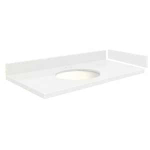 57.75 in. W x 22.25 in. D Quartz Vanity Top in Natural White with Widespread