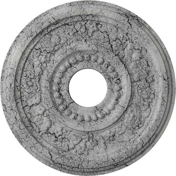Ekena Millwork 7/8 in. x 16-1/8 in. x 16-1/8 in. Polyurethane Genevieve Ceiling Medallion, Ultra Pure White Crackle