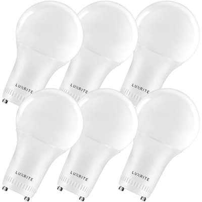 60-Watt Equivalent A19 Dimmable LED Light Bulb 2700K Warm White 800lm Twist Lock Damp Rated GU24 Base (6-Pack)