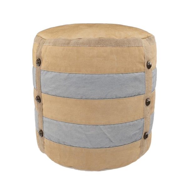 HomeRoots Amelia Tan Cotton Round Accent Ottoman