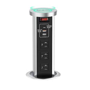 Automatic Pop-up 6-Outlets for Countertop Receptacle Power Strip with 15-Watt Wireless Charging Station on Top