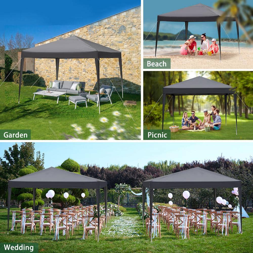 10x10ft Dark Gray Outdoor Canopy Tent with Carrying Bag