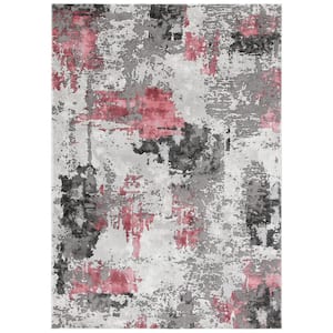 Craft Gray/Pink 11 ft. x 14 ft. Gradient Abstract Area Rug