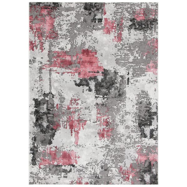 SAFAVIEH Craft Gray/Pink Doormat 2 ft. x 4 ft. Gradient Abstract Area Rug
