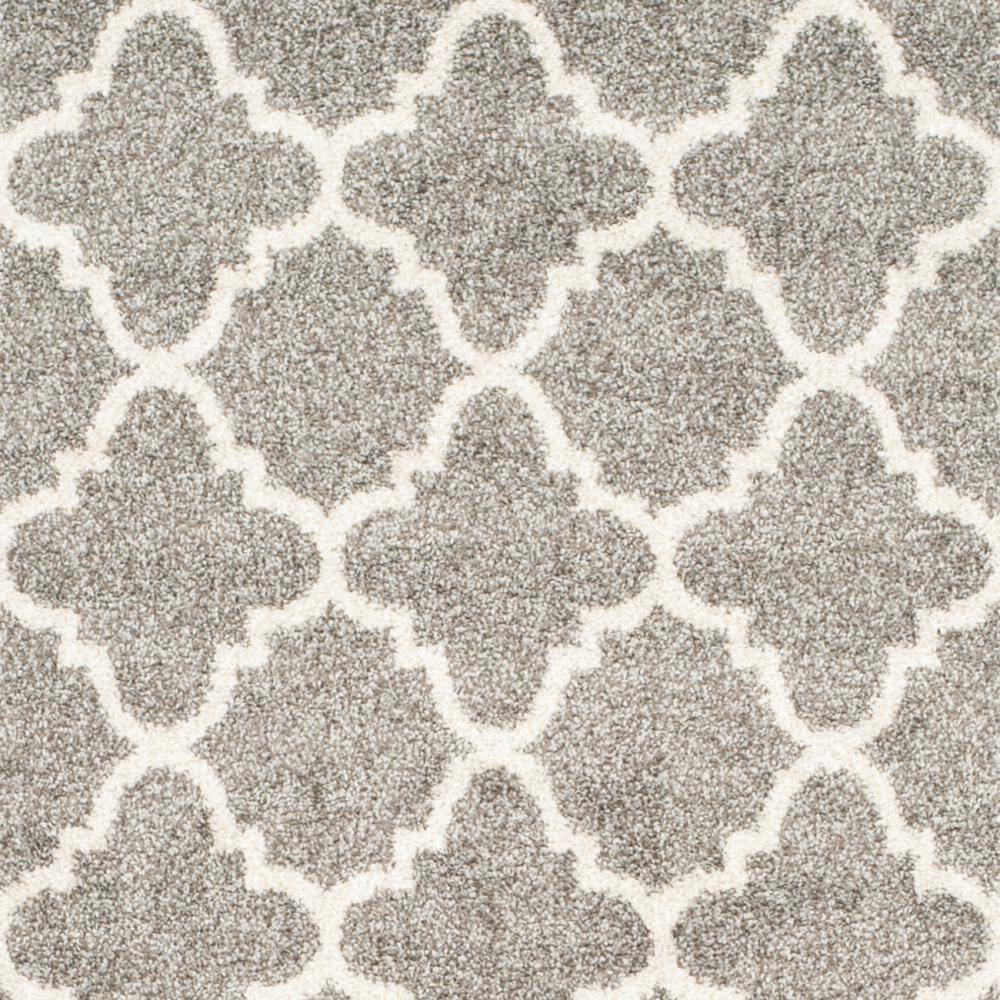 Gray Geometric Synthetic Easy Care Runner Rug 2'3" x 11'