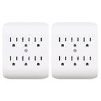 15Amp 125-Volt 6-Outlet Grounded Adapter Plug, White (2 Pack)