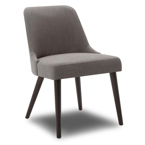 Leo Flint Gray Solid Wood Dining Chairs with Fabric Seat for Kitchen and Dining Room (Set of 4)
