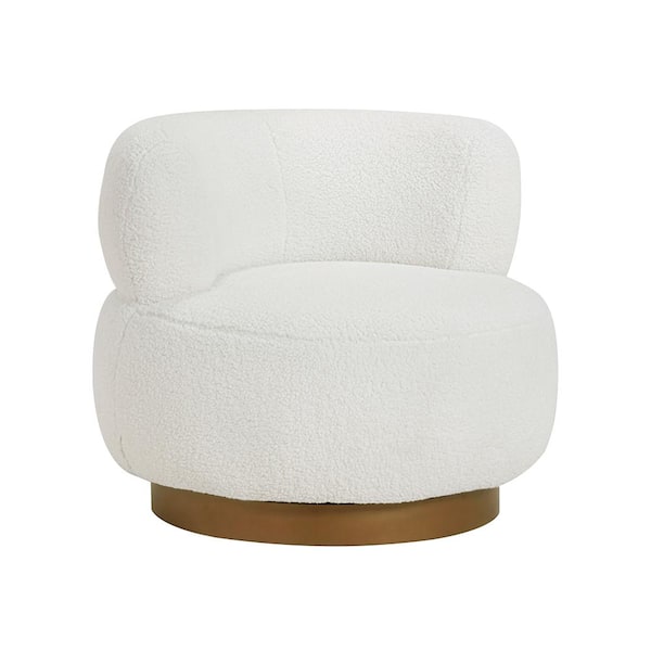 Lazzara Newnan White Sherpa Fabric Swivel Chair
