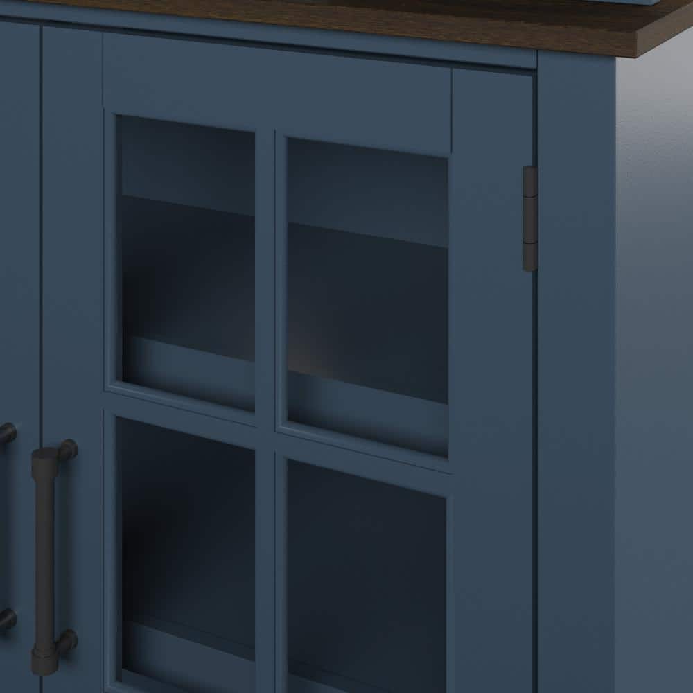 Fontana Blue and Dark Wood 36" China Cabinet Hutch