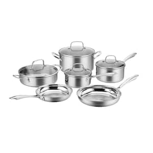 Tri-Ply 10-Piece Stainless Steel Cookware Set with Glass Lids