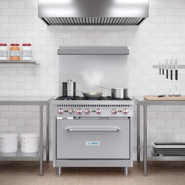 Koolmore 36 in. 6 Burner Commercial Natural Gas Range in Stainless