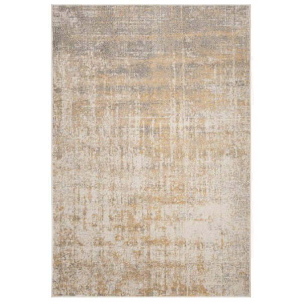 Adirondack 6 ft. x 8 ft. Creme/Gold Distressed Area Rug