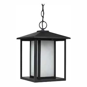 Hunnington Black 1-Light Outdoor Hanging Pendant with LED Bulb