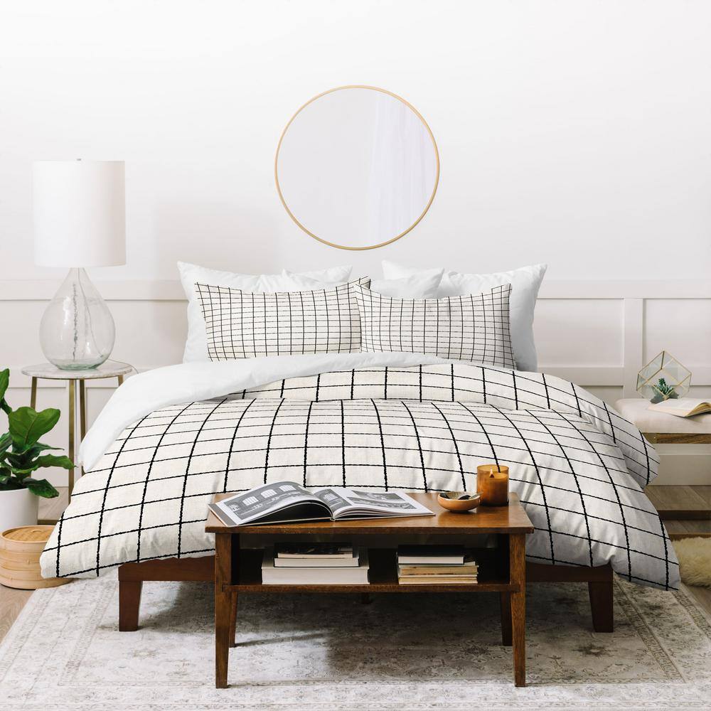 100% Cotton Black-White Holli Zollinger LINEN GRID Queen Duvet Cover price history on PriceWatchPro