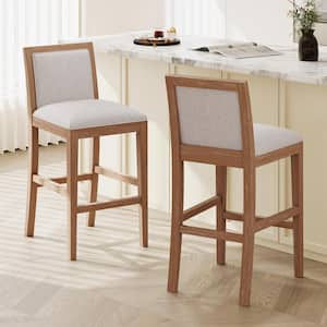 Kyrren 30.5 in. Modern Upholstered and Wood Counter Stools w/ Cushioned Seat and Back Light Grey Plus Natural (Set of 2)