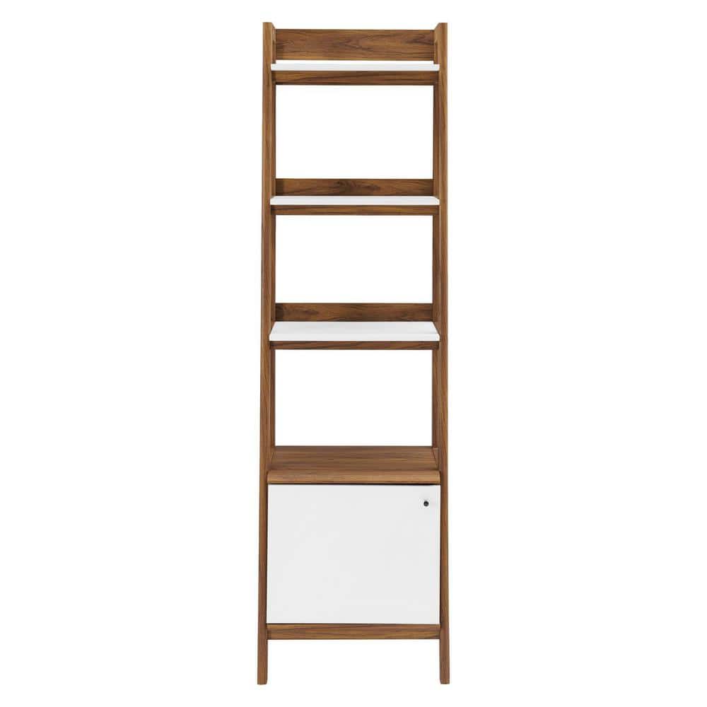 Bixby 71" Walnut and White Bookshelf with Storage