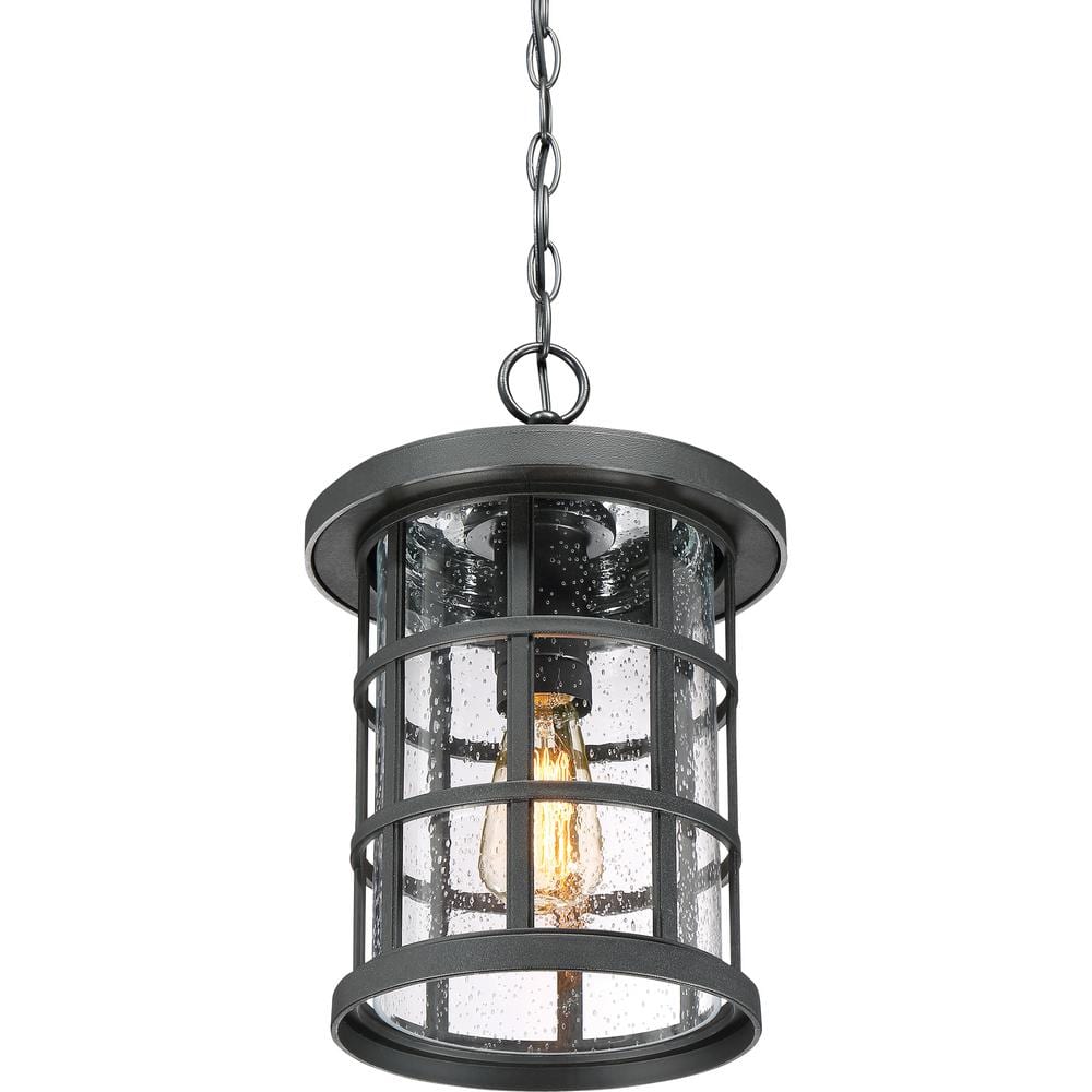 Crusade Earth Black 15.5" Outdoor Pendant with Clear Glass