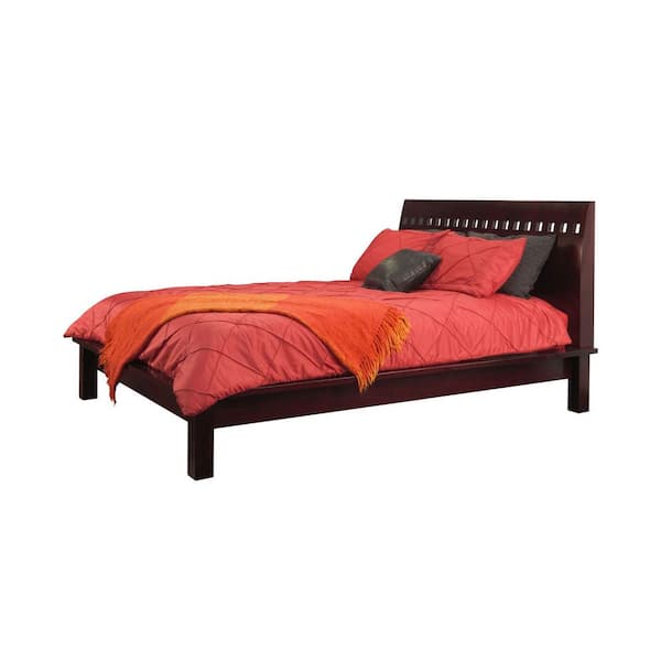 Modus Furniture Nevis Dark Wood Espresso California King Platform Bed with Square Cutout Headboard