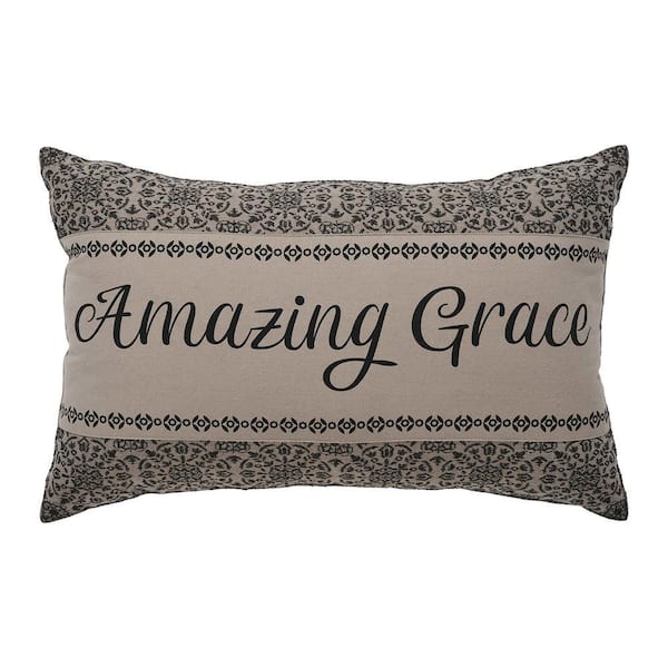 Custom House Natural Primitive Black Amazing Grace Jacquard 14 in. x 22 in. Throw Pillow