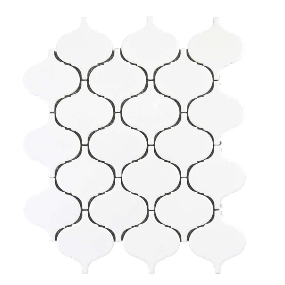 Monet White 10 in. x 12 in. Lantern Porcelain Glossy Mosaic Wall Tile(11.1 sq. ft./Case) price history on PriceWatchPro