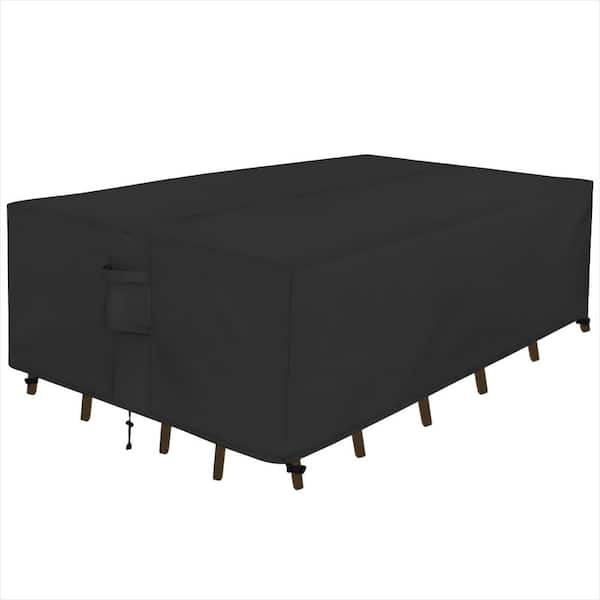 Rectangle Patio Furniture Cover, Waterproof and Anti-UV Outdoor Dining Table and Chair Cover, Black