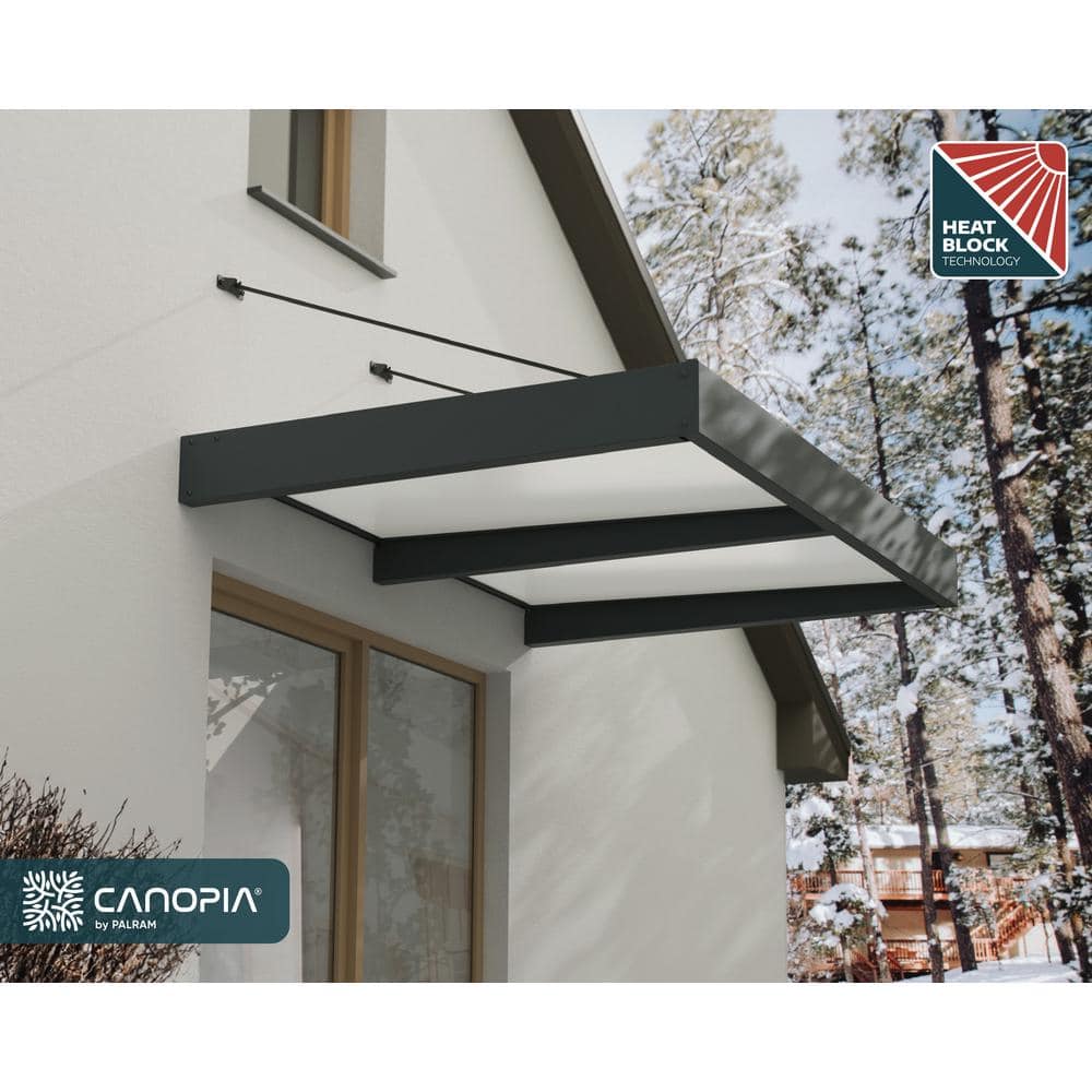 Sophia XL Gray Aluminum and Mist Acrylic Door and Window Awning