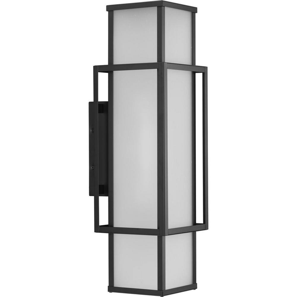 Matte Black Steel 24" Outdoor Wall Lantern with Etched Glass