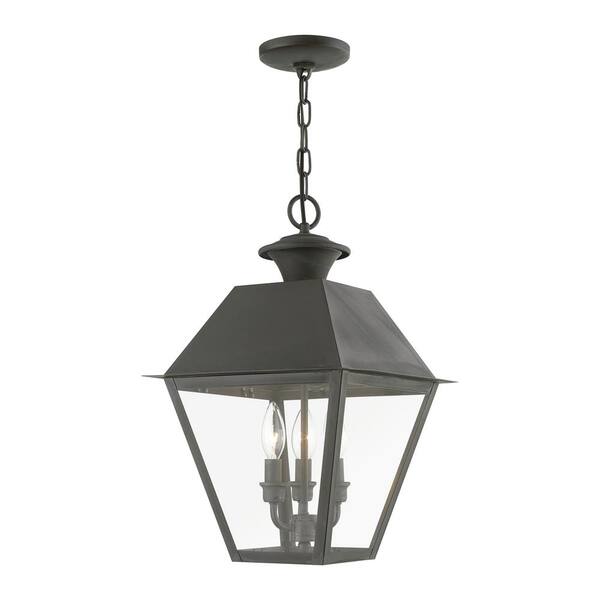 Livex Lighting Wentworth 3-Light Charcoal Outdoor Pendant Lantern with ...