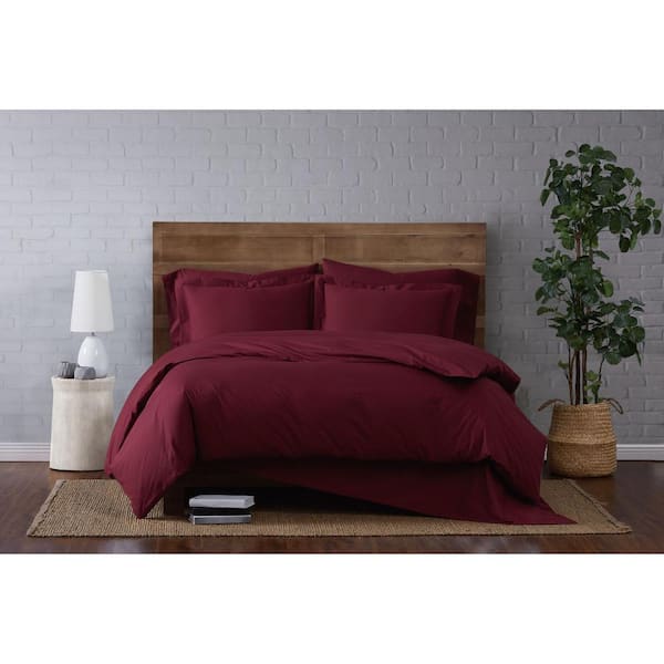 Brooklyn Loom Classic Cotton 2-Piece Burgundy Twin Duvet Set DCS3158BUTW-00  - The Home Depot