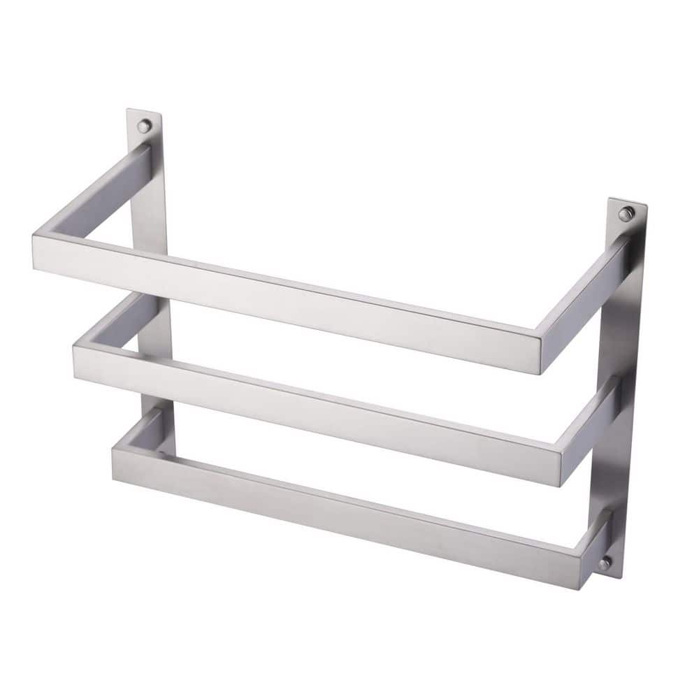 16 in. Wall Mount Stainless Steel 3-Tier Bathroom Towel Rack Towel Rod Holder in Brushed Nickel
