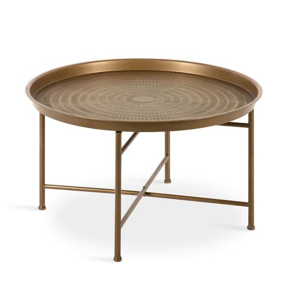 Kate and Laurel Mahdavi Gold 25.50 in. Round Metal Coffee Table