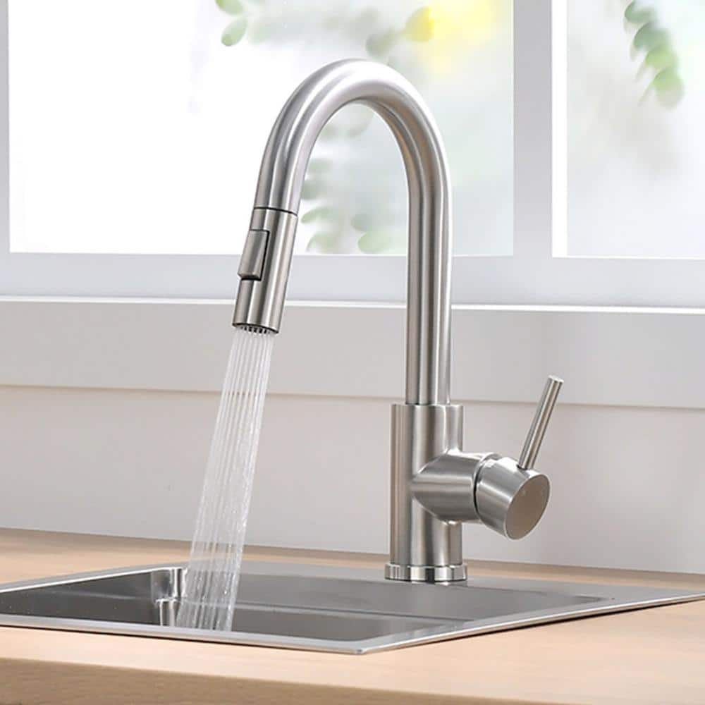 Brushed Nickel Single Handle Pull Down Kitchen Faucet