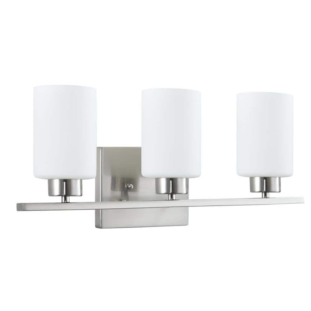 22 in. 3-light Brushed Nickel Modern Cylinder Wall Bathroom Vanity Light with Frosted Glass Shade price history on PriceWatchPro