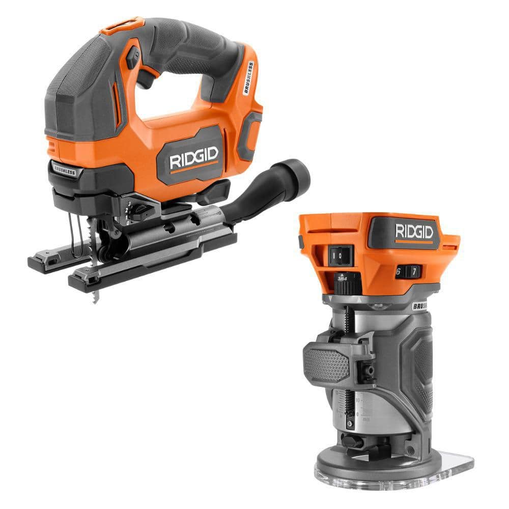 RIDGID 18V Brushless Cordless 2-Tool Combo Kit with Jig Saw and Router (Tools Only) (R920444SB)