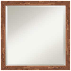 Fresco Light Pecan 22.5 in. W x 22.5 in. H Wood Framed Beveled Wall Mirror in Brown