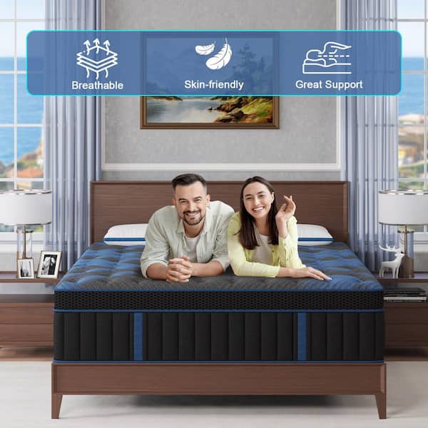 King Size Medium Firm 14 in. Memory Foam Hybrid Mattress with Euro Top, Motion Isolation and Bed-in-a-Box Mattress