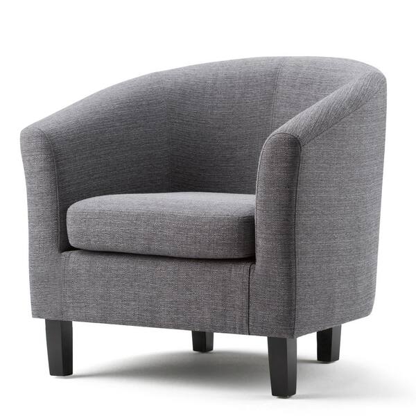 Simpli Home Austin 30 in. Wide Transitional Tub Chair in Grey Linen Look Fabric