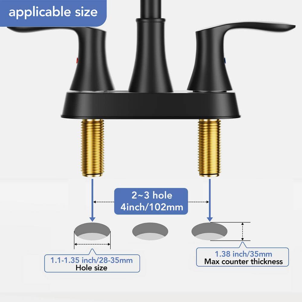 Matte Black High Arc Double Handle Bathroom Faucet