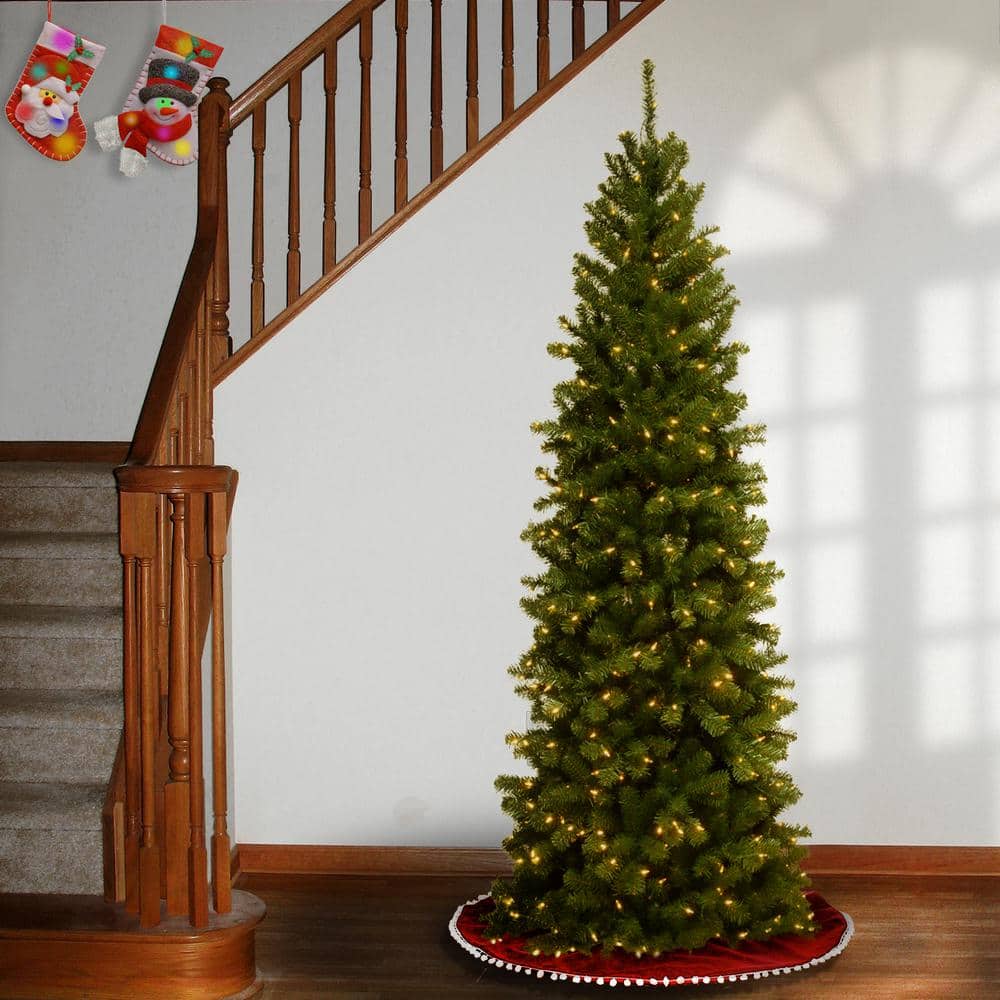 6-Foot Green PVC Slim Spruce Christmas Tree with Clear Lights
