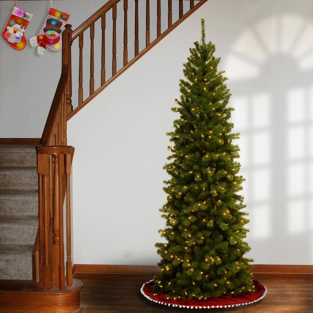 National Tree Company 6.5 ft. North Valley Spruce Pencil Slim Artificial Christmas Tree with Clear Lights NRV7-358-65